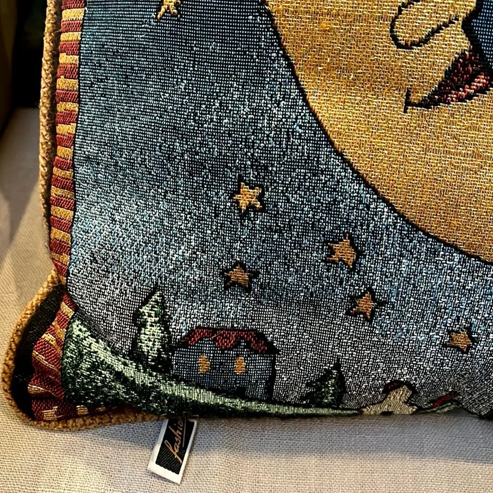 Vintage Holiday Tapestry Santa Pillow